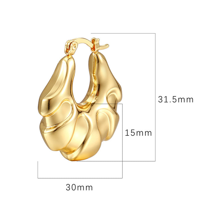 Pendientes huecos de acero inoxidable estilo tendencia Pendientes de mujer de acero titanio bañados en oro de 18 quilates