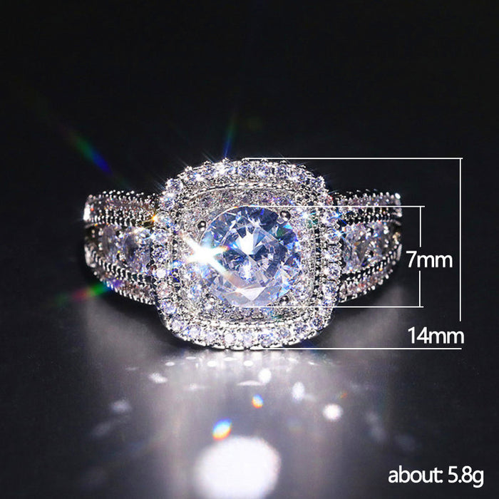 Luxury full diamond inlaid zircon wedding ring light luxury shining women's ring