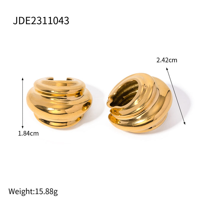 Aros con clip en forma de C de acero inoxidable chapado en oro de 18 quilates con diseño geométrico minimalista: joyas pequeñas que no se decoloran