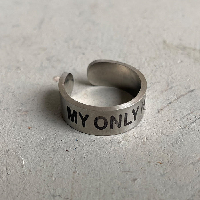 Anillo de la amistad de acero inoxidable con grabado de cabeza de toro occidental: diseño abierto ajustable para mujeres, estilo occidental moderno en INS