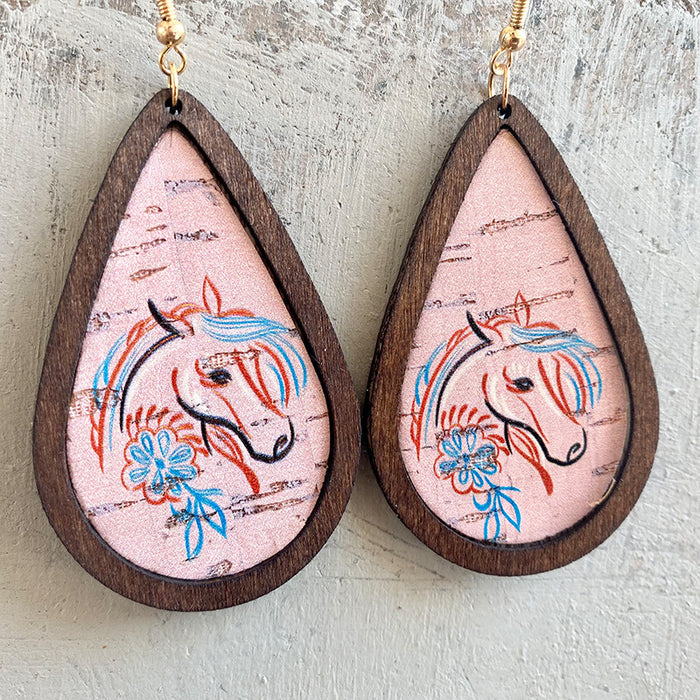 Blue wooden earrings