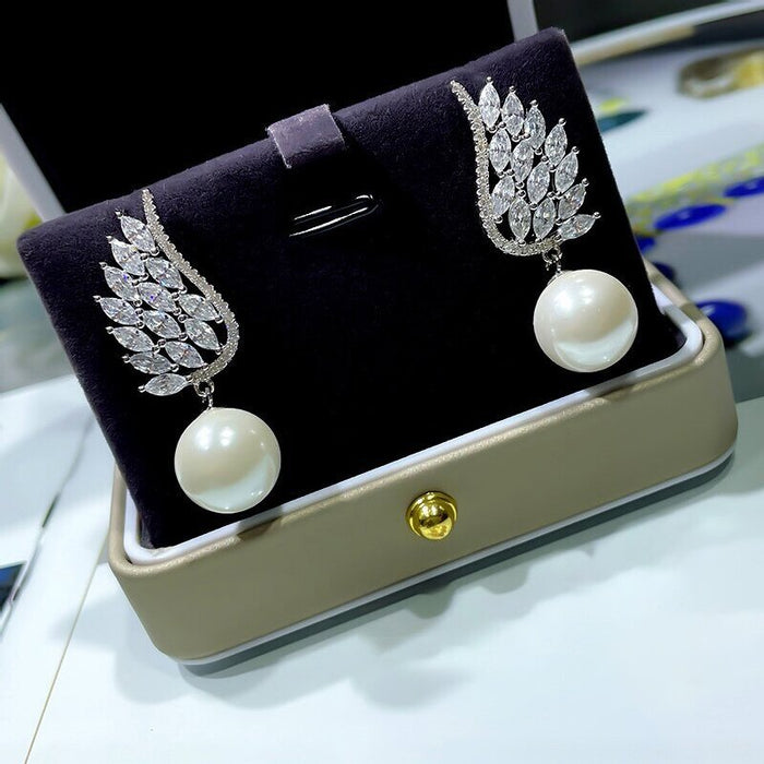 Angel Wing Imitation Pearl Earrings