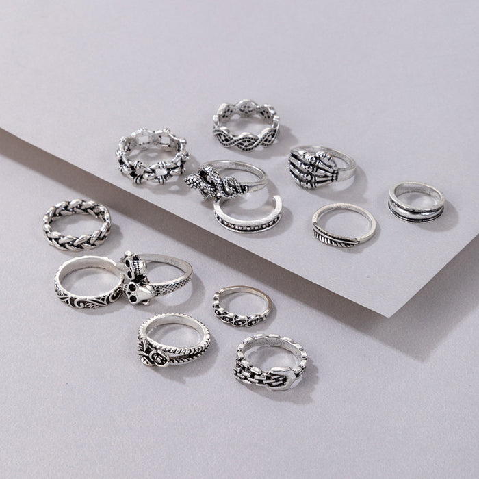 Simple Gold Polished 12-Piece Ring Set