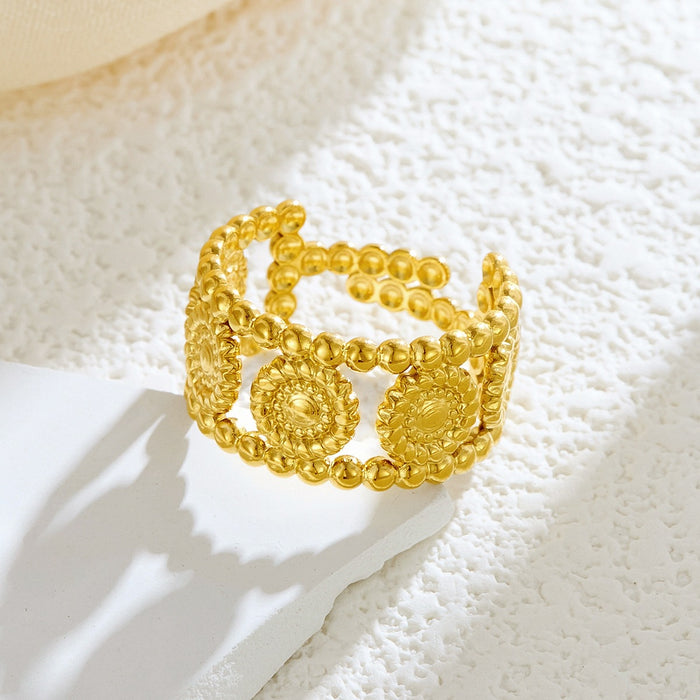 Wholesale stainless steel and titanium steel sunflower flower open rings