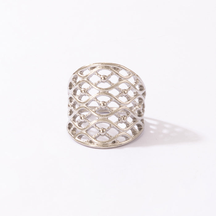 Braided Hollow Alloy Geometric Ring