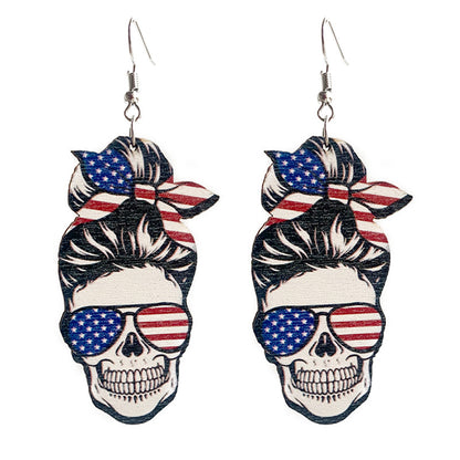 Wooden patriotic Independence Day earrings