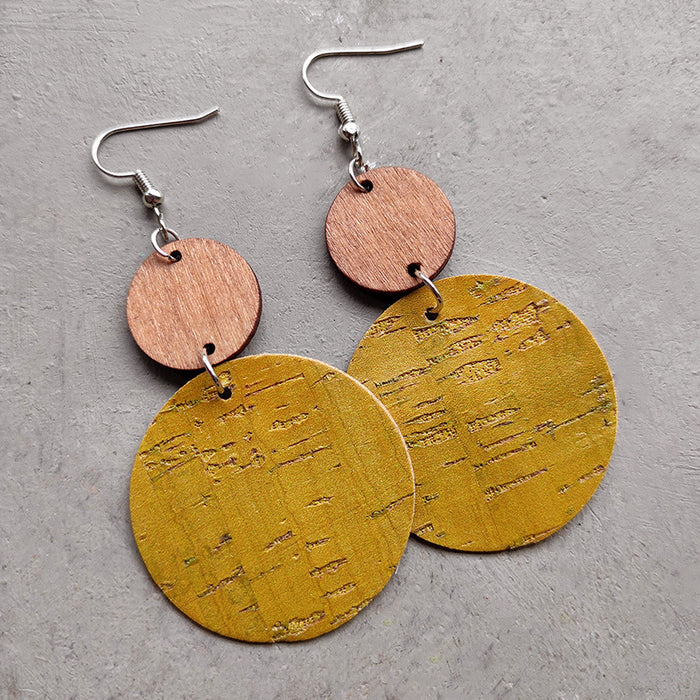 Wooden colorful round earrings