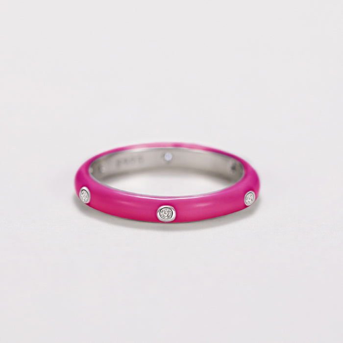 Anillo de gota de aceite de color arcoíris, anillo de circón minimalista y versátil