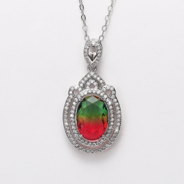 Oval zircon pendant necklace colored zircon jewelry