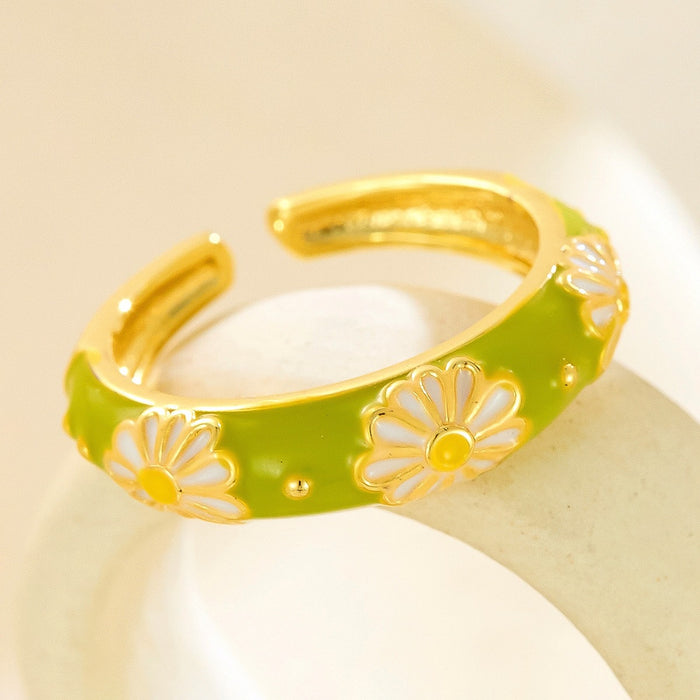 Wholesale copper micro-painted colored flower circle rings