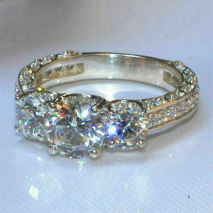 Anillo de compromiso de circonita con ocho corazones y ocho flechas, joyería de boda popular