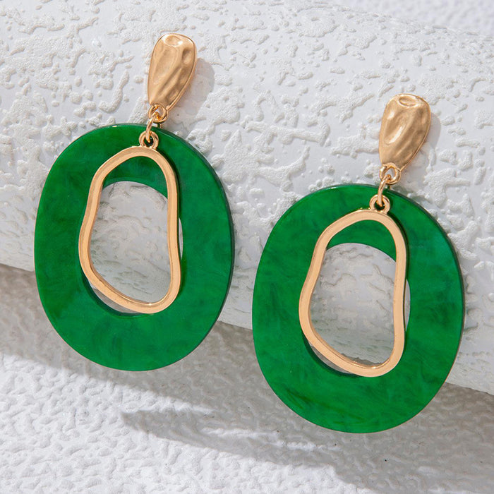 Green temperament versatile earrings acrylic earrings