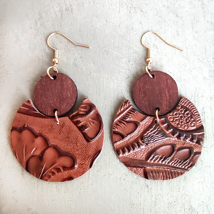 Wooden book texture earrings