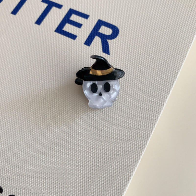 Wholesale Halloween Acrylic Mini Hair Clips Set - Spooky Ghost, Pumpkin, Bat & Witch Hat Hair Claws & Barrettes - wallojewerly 