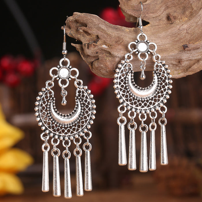 Bohemian Ethnic Vintage Alloy Tassel Earrings with Unique Design