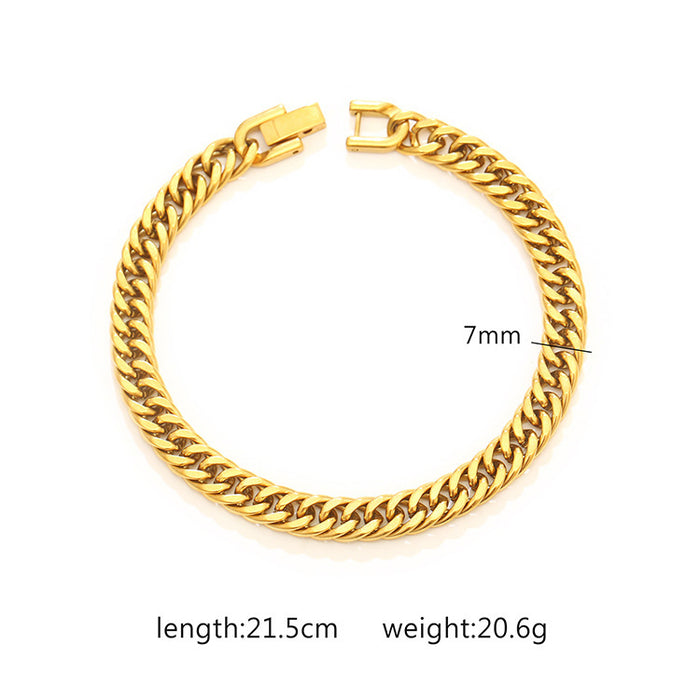 18K Gold Plated Stainless Steel Cuban Chain Women's Titanium Steel Bracelet