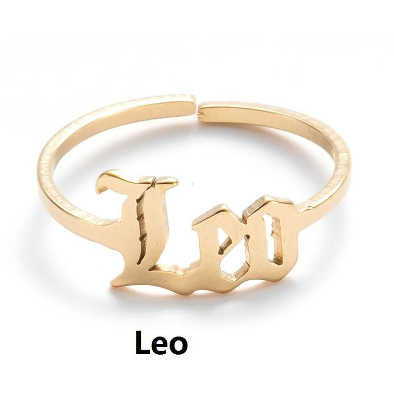 Stainless steel letter ring, European and American retro open ring wholesale