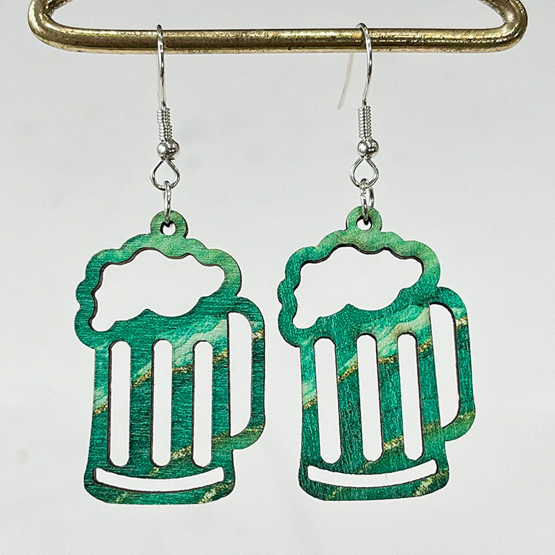 Wooden hat St. Patrick's Day earrings