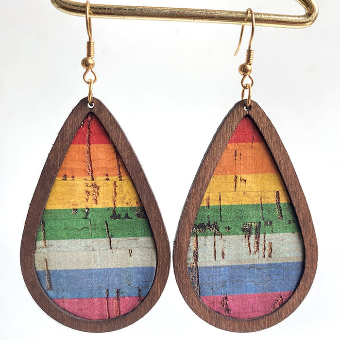 Wooden plaid earrings