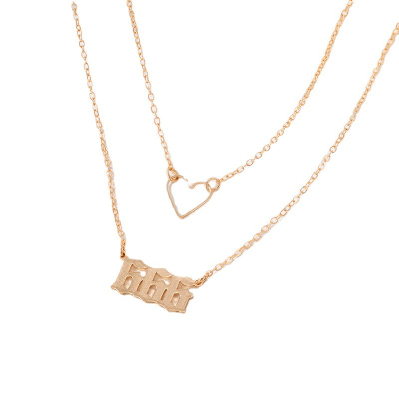 Fashionable Minimalist Clavicle Chain with Alloy Number Pendant and Heart Geometric Design