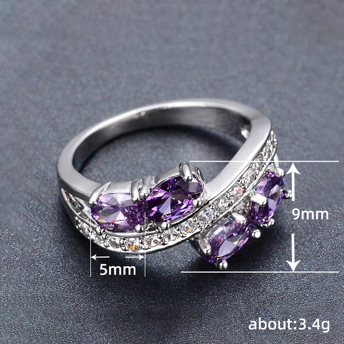 Purple zircon ring light luxury aristocratic temperament accessories