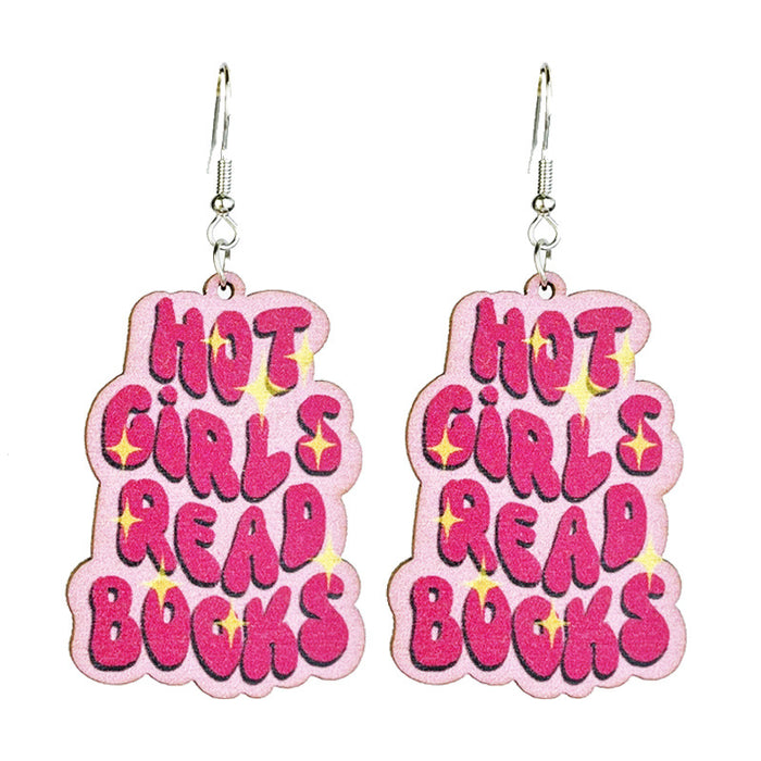 Book wooden earrings