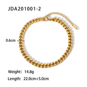 Fashionable Cuban Link Anklet - Gold Plated 316L Stainless Steel Hip-Hop Jewelry for Women - wallojewerly 