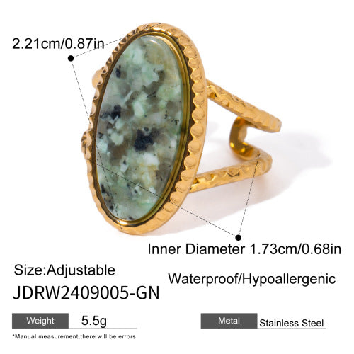 Anillo abierto de acero inoxidable con turquesa