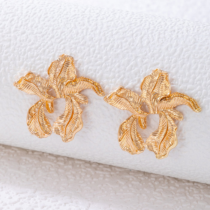 Golden leaf earrings geometric irregular earrings