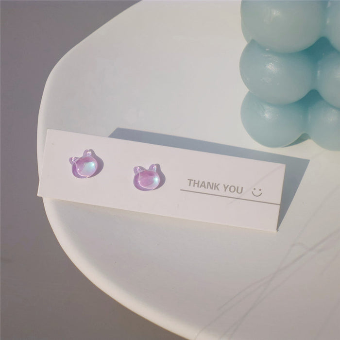 s925 silver needle earrings | candy-colored cat earrings with a sweet girlish design