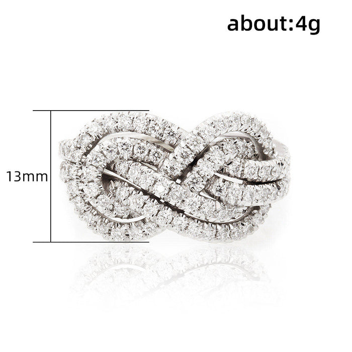 Cross knot ring for women, niche luxury diamond index finger ring