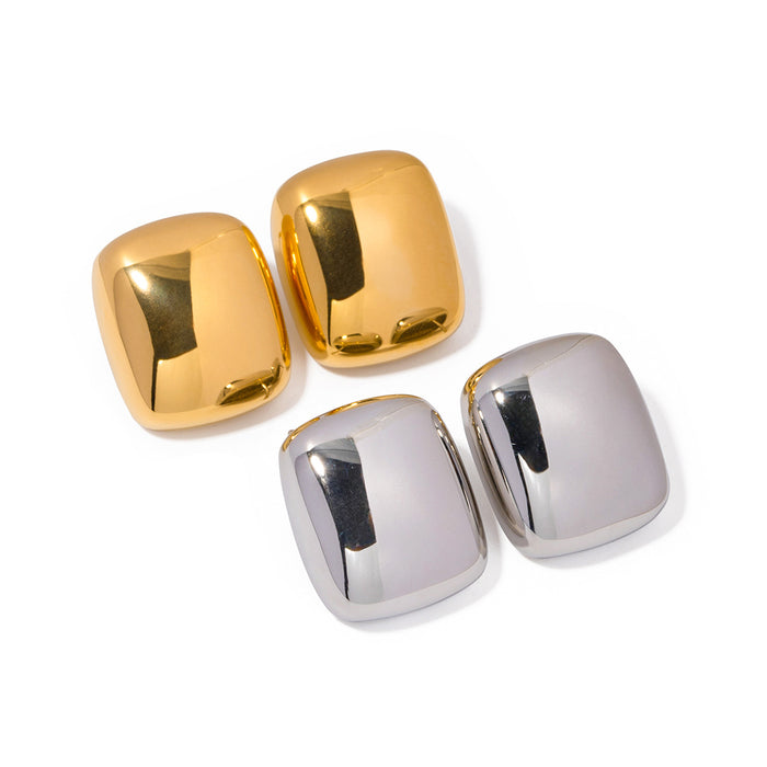 Trending European 18K Gold Plated Stainless Steel Chunky Square Earrings - Popular Jewelry for Women