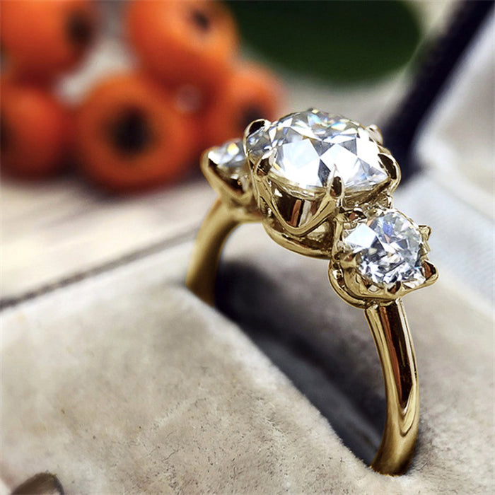 Two-color electroplated zircon ring for women ins new style ring jewelry