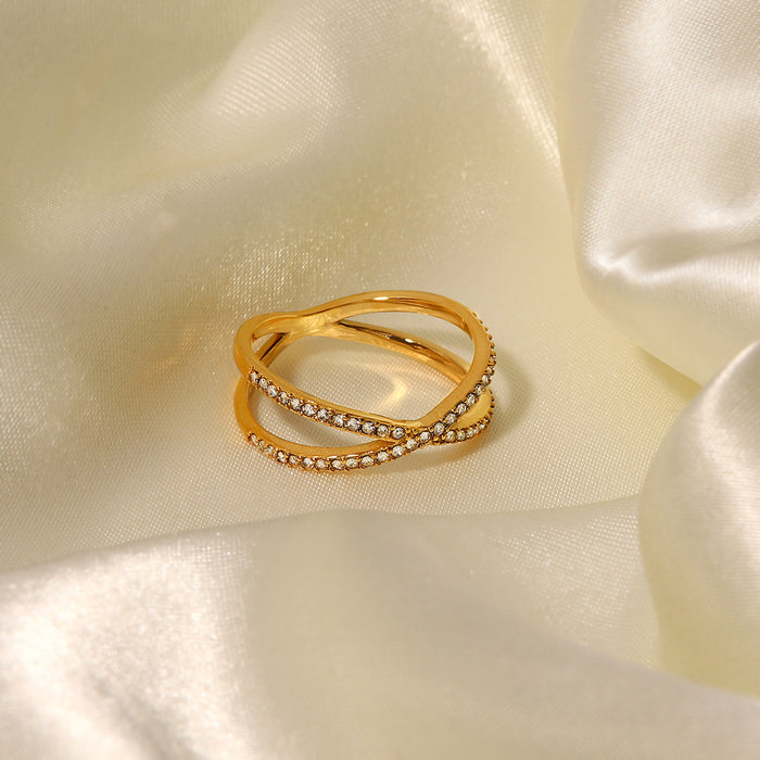 Diamond cross pinky ring