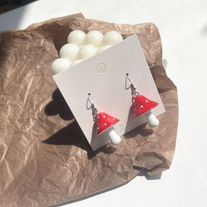 Mushroom earrings simulated three-dimensional polka dot design sweet personality earrings