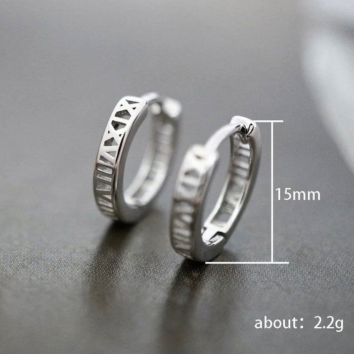 Simple Hollow Roman Numeral Hoop Earrings