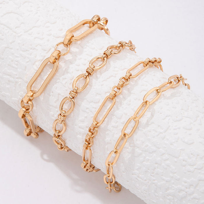 Chunky Chain Bracelet Set - Twisted Gold Women’s Jewelry