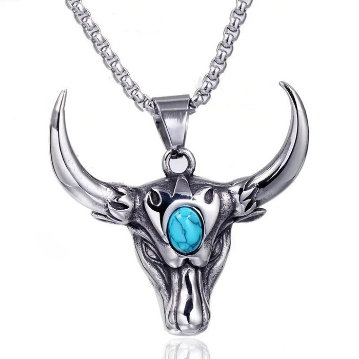 Collar vintage con cabeza de toro, colgantes individuales de moda para hombres
