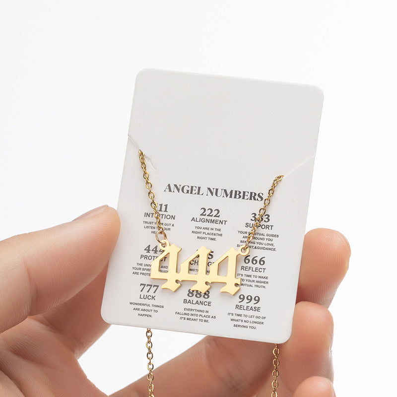 Angel Number Sweater Chain, Vintage 000-999 Stainless Steel Pendant Necklace Wholesale - wallojewerly 