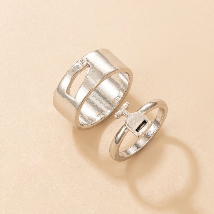 Love letter geometric ring 2-piece set