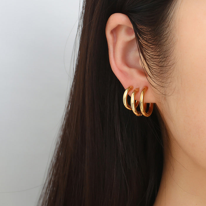 Irregular wheat ear design stainless steel earrings light luxury style trend 18K gold