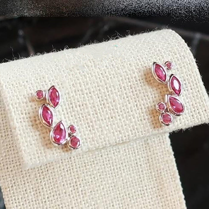 Pendientes de circonita con flores geométricas, pendientes dulces en forma de lágrima