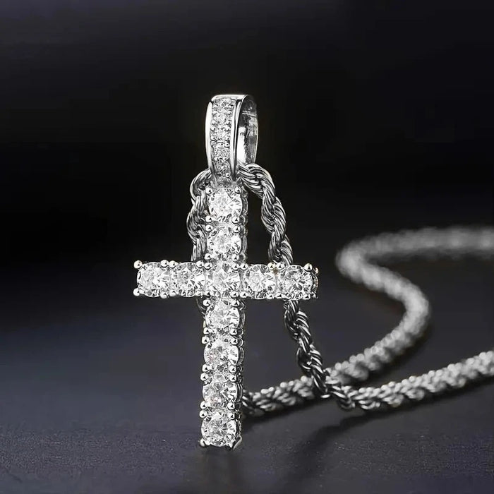 Classic cross micro-inlaid pendant unisex necklace