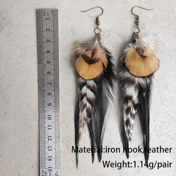 Western Vintage Feather Earrings with Bohemian Gift Style