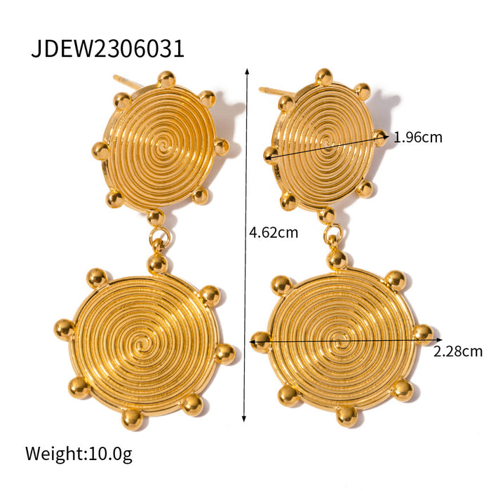 Trending 18K Gold Plated Stainless Steel Spiral Pendant Earrings - Popular Long Pendant Jewelry for Women