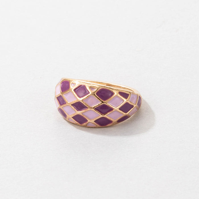 Colorful Oil Drop Square Single Ring