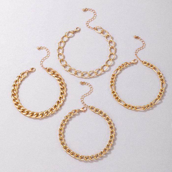 Pearl Beaded Anklet Set - Multilayer Geometric Jewelry