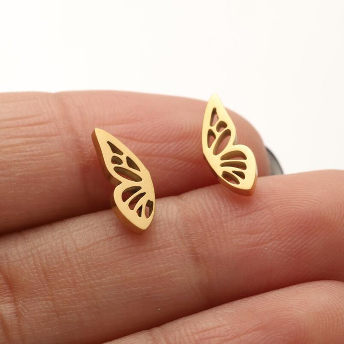 Butterfly Wing Stainless Steel Stud Earrings - Delicate and Elegant Jewelry for Any Occasion