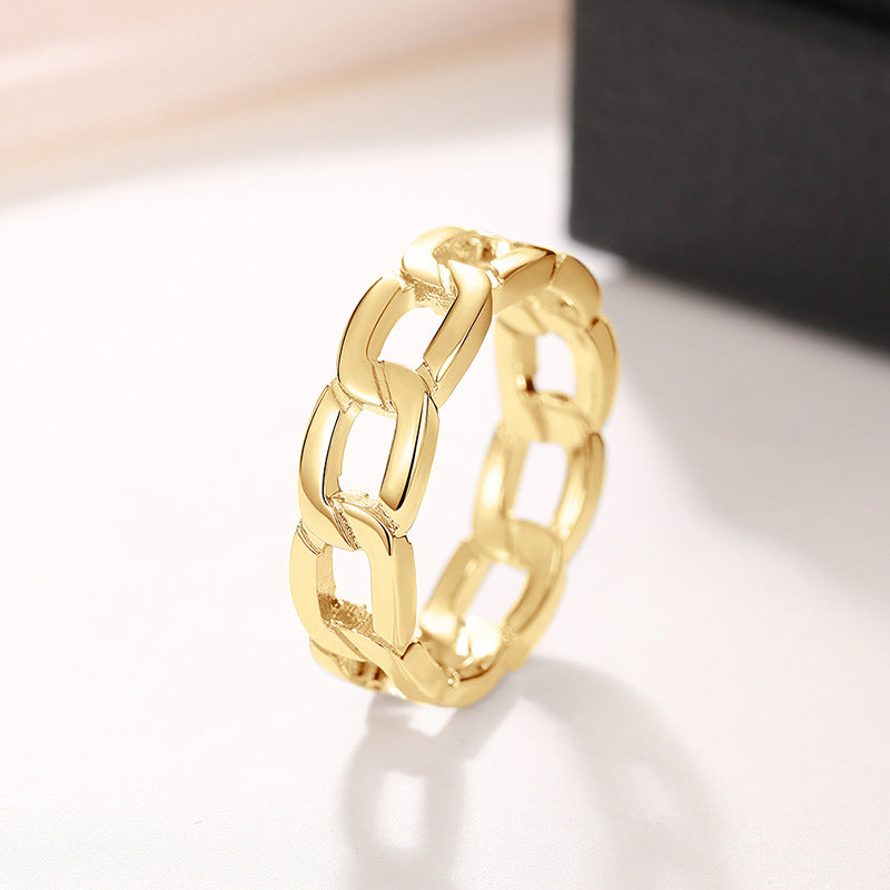 Anillo sencillo de hombre moderno, metálico, europeo y americano.