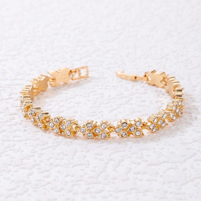 Simple Flower Rhinestone Bracelet - Wholesale Geometric Bangle Jewelry